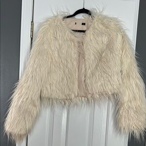 Forever 21 Cream Faux Fur Jacket